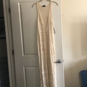 Floor length crochet festival vest